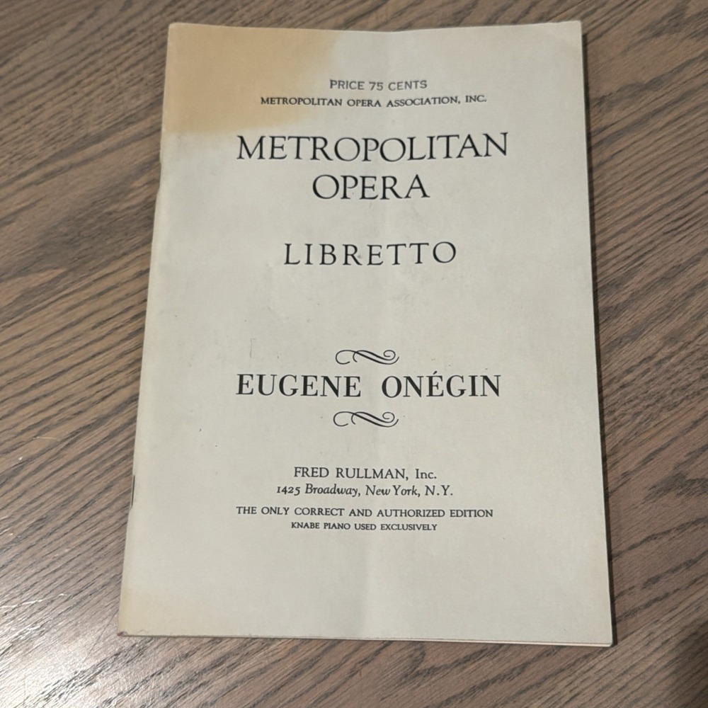 Libretto For Eugene Onegin: Pushkin (1957) Metropolitan Opera‎ Music Book